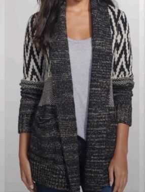Luck Brand Open-Front Stargazer Geometric Cardigan Sweater Size Medium